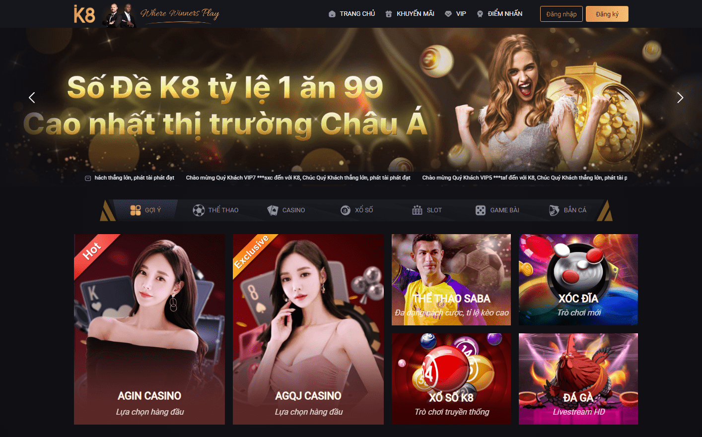 K8 nhà cái có giao diện tương đối dễ nhìn và ấn tượng