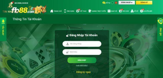 Màn hình đăng nhập FB88