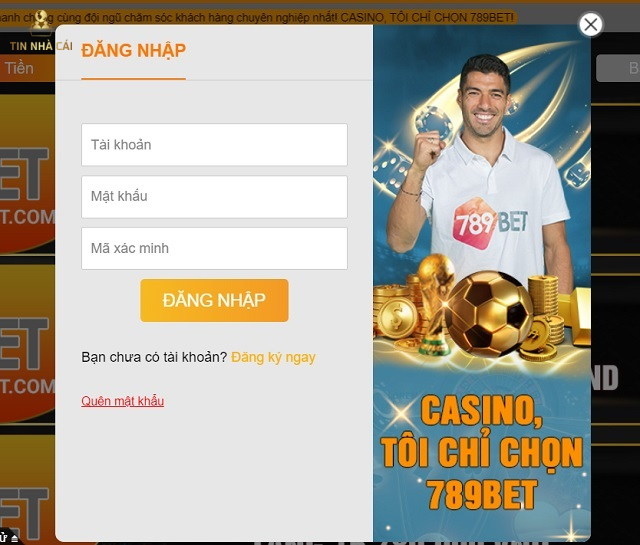 Màn hình đăng nhập 789 bet