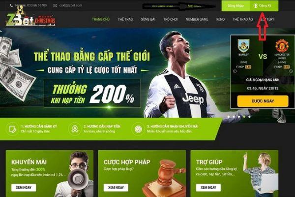 Zbet Mục "Đăng ký" tại ZBET