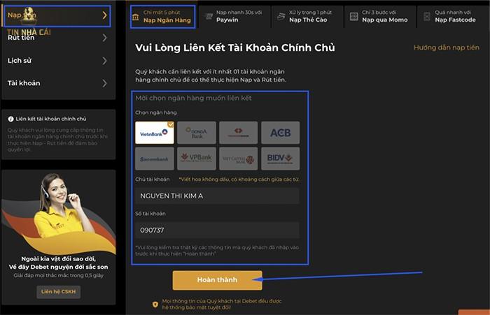 Tìm hiểu về Debet – nhà cái cá cược số 1 đến từ Đức 9 Cách thực hiện giao dịch nạp tiền tại Debet