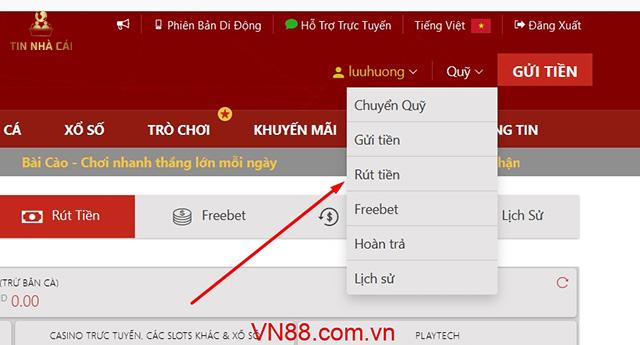 Điều kiện rút tiền vn88