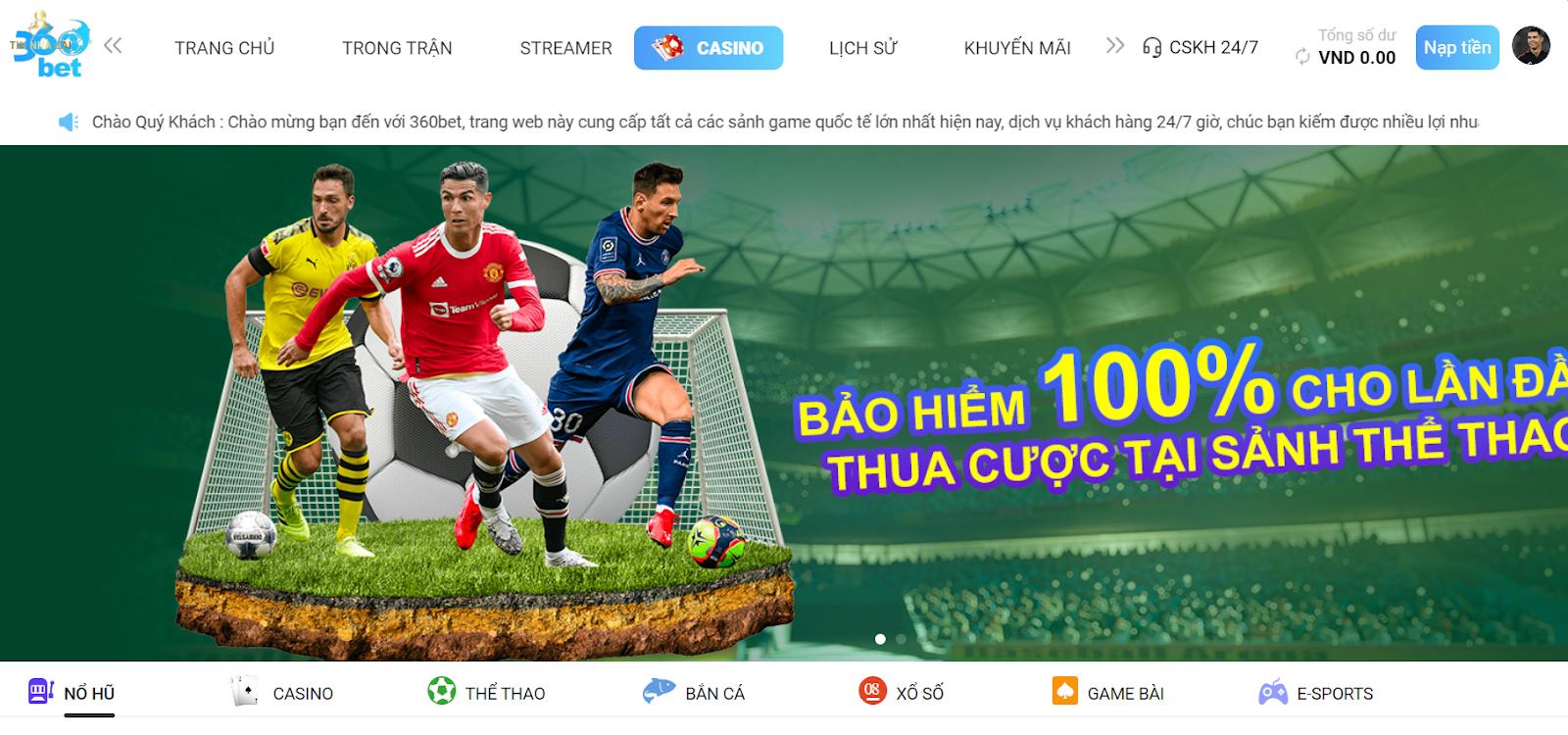 360bet - Nhà cái uy tín - Đẳng cấp số 1 năm 2023 7 Giao diện chính 360bet được thiết kế rất chuyên nghiệp và thân thiện