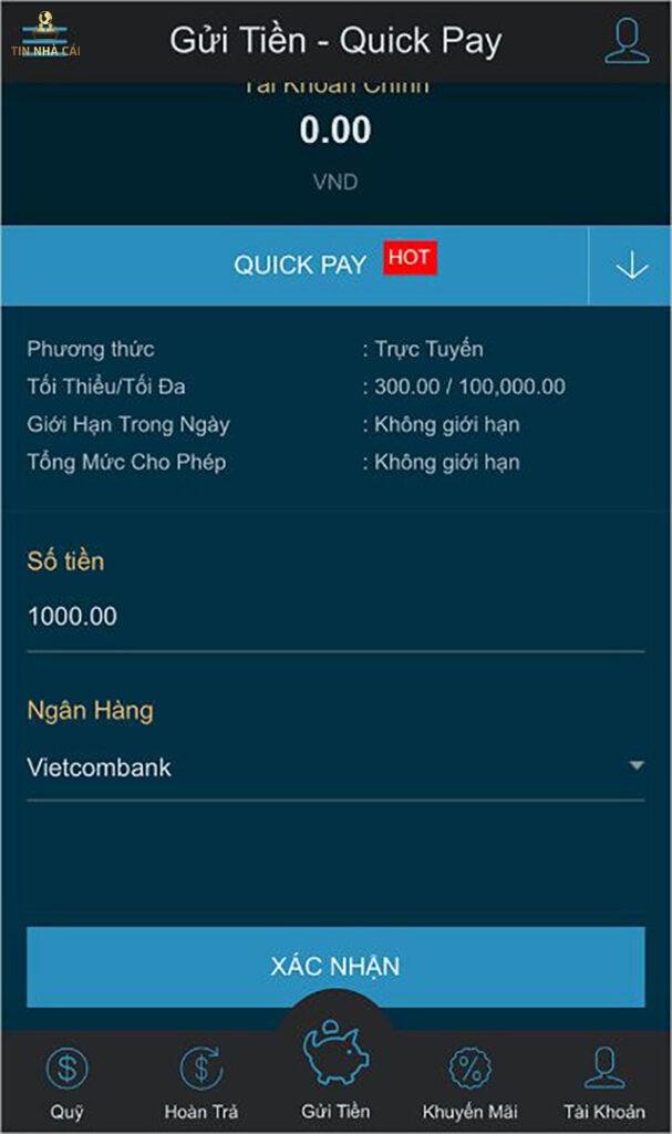 nạp tiền w88 Nạp tiền w88 qua Quick Pay