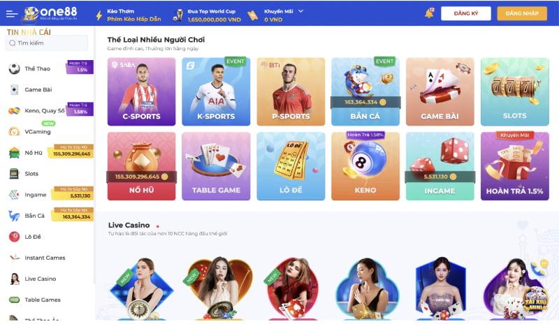Người chơi được trải nghiệm nhiều thể loại cá cược khi đến với One88
