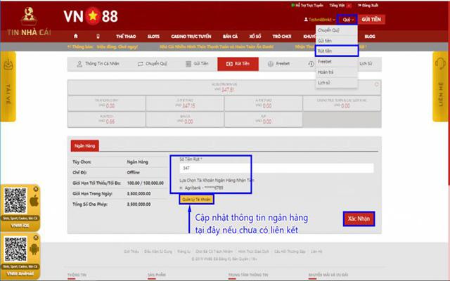 Rút tiền vn88 qua thẻ cào