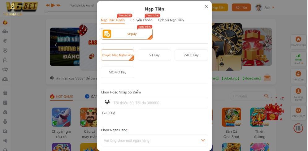 V6bet - Nhà cái trực tuyến đẳng cấp nhất mọi thời đại 11 Các phương thức giao dịch nạp - rút tiền V6bet rất đa dạng