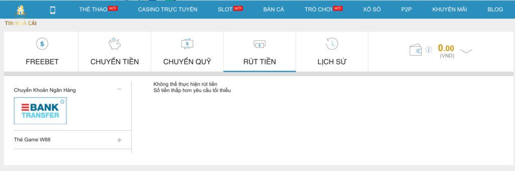 W88 - "Ông trùm" của ngành giải trí cá cược online 30 Rút tiền W88 cũng hỗ trợ người chơi thực hiện qua nhiều phương thức