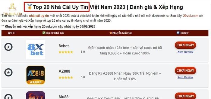 Số lượng nhà cái nhiều (20+ nhà cái)