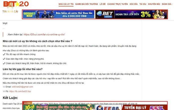 #1. Nhận đặt banner quảng cáo cho nhiều nhà cái trong danh sách