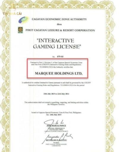 giấy phép kinh doanh của W88