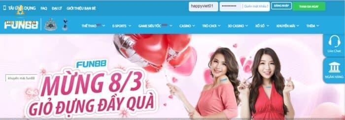Giao diện nhà cái Fun88