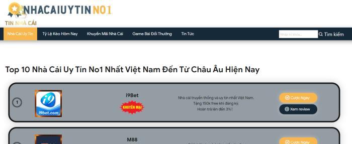Giao diện Nhà cái uy tín No1