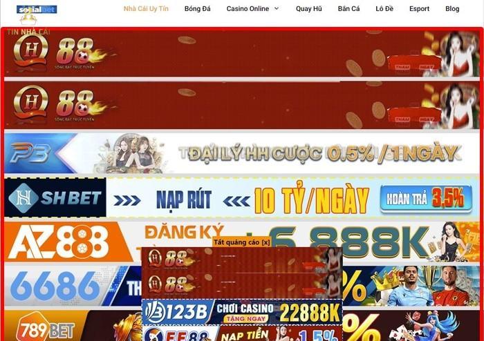 Website đặt quá nhiều quảng cáo nhà cái